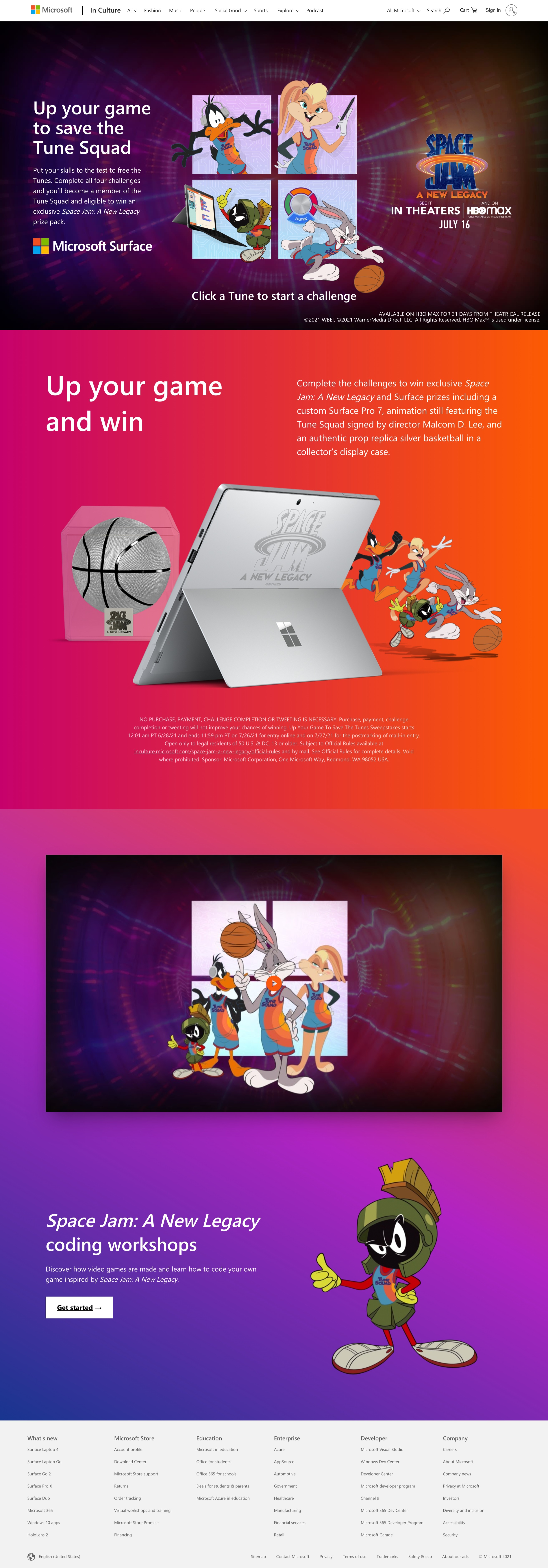 Space Jam on Microsoft InCulture