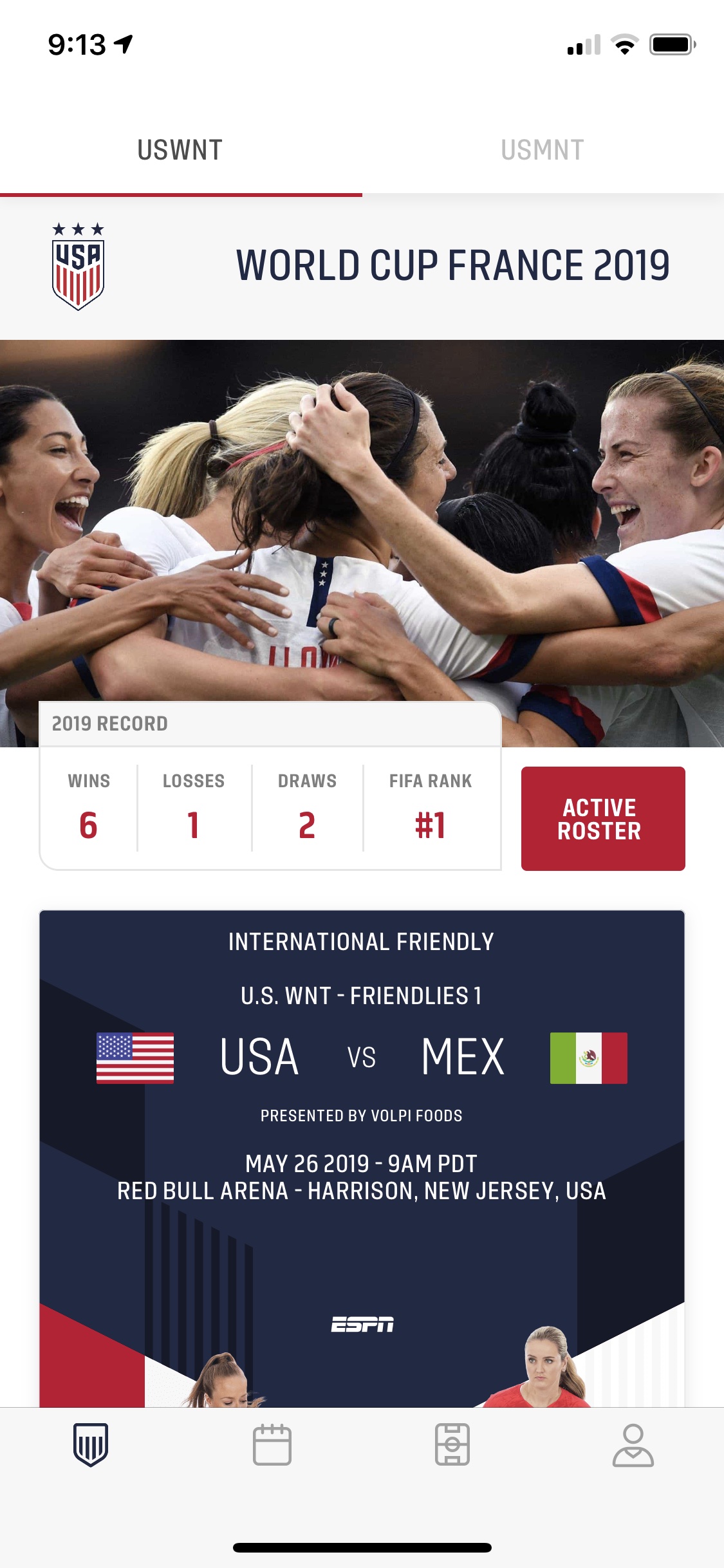 U.S. Soccer Screenshot